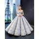 New Silver Evening Dress Elegant Lace Appliques Long Prom Gown Sleeveless vestidos de fiesta