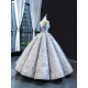 New Silver Evening Dress Elegant Lace Appliques Long Prom Gown Sleeveless vestidos de fiesta