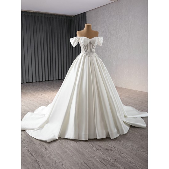 Newest Wedding Dresses Off Shoulder Satin Bride Gowns Custom Made Vestido De Noiva Plus Size