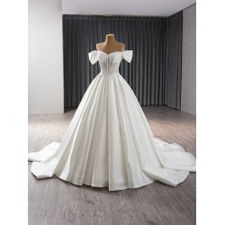 Newest Wedding Dresses Off Shoulder Satin Bride Gowns Custom Made Vestido De Noiva Plus Size