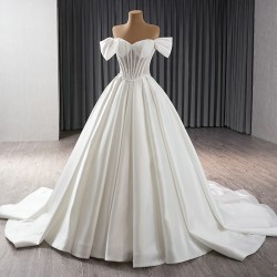 Newest Wedding Dresses Off Shoulder Satin Bride Gowns Custom Made Vestido De Noiva Plus Size