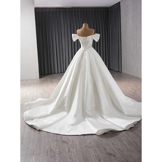 Newest Wedding Dresses Off Shoulder Satin Bride Gowns Custom Made Vestido De Noiva Plus Size