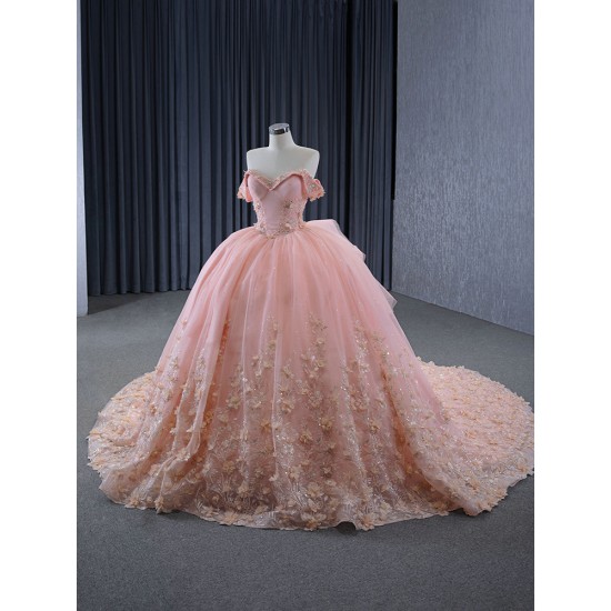 Off Shoulder Appliques Pink Quinceanera Dress Sequins Sweetheart Neck Ball Gown Vestidos De Noche Party Dress