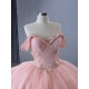 Off Shoulder Appliques Pink Quinceanera Dress Sequins Sweetheart Neck Ball Gown Vestidos De Noche Party Dress