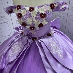 Off Shoulder Ball Gown Purple Quinceanera Dresses 2024 Princess Lace Appliques Corset Back Vestidos De 15 Anos