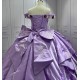 Off Shoulder Ball Gown Purple Quinceanera Dresses 2024 Princess Lace Appliques Corset Back Vestidos De 15 Anos