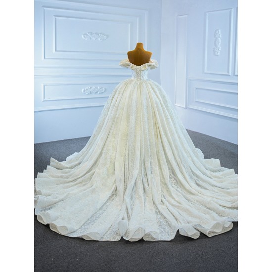 Off Shoulder Ball Gown Wedding Dress Strapless Bridal Gown 2024 Sweetheart Neck Princess Dress