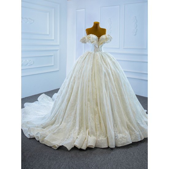 Off Shoulder Ball Gown Wedding Dress Strapless Bridal Gown 2024 Sweetheart Neck Princess Dress