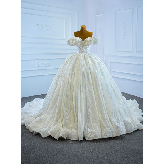 Off Shoulder Ball Gown Wedding Dress Strapless Bridal Gown 2024 Sweetheart Neck Princess Dress