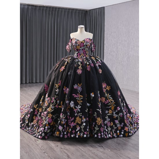 Off Shoulder Black Quinceanera Dress Ballgown Sweetheart Vestidos De 15 Anos Cocktail Dresses Vestidos De Baile