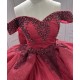 Off Shoulder Burgundy Quinceanera Dresses Sweetheart Neck Lace Up Tulle Appliques Sequin Vestidos De 15 Quinceanera