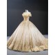 Off Shoulder Champagne Quinceanera Dress Appliques Lace Sequins Sweet 16 Gown Sweetheart Mexican Birthday Vestido De 15 Anos