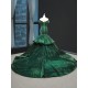 Off Shoulder Emerald Green Prom Dresses 2024 Vestido Sweetheart Neck Sequin Tiered Evening Party Gowns