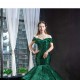 Off Shoulder Emerald Green Prom Dresses 2024 Vestido Sweetheart Neck Sequin Tiered Evening Party Gowns