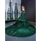 Off Shoulder Emerald Green Prom Dresses 2024 Vestido Sweetheart Neck Sequin Tiered Evening Party Gowns