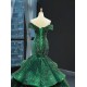 Off Shoulder Emerald Green Prom Dresses 2024 Vestido Sweetheart Neck Sequin Tiered Evening Party Gowns