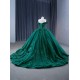 Off Shoulder Green Quinceanera Dress Ballgown 3D Florals Appliques 2024 Glitter Length Hem Cocktail Dresses