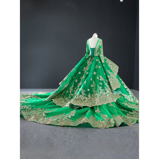 Off Shoulder Green Quinceanera Gown Floral Applique Lace up Party Dress Vestidos De 15 Quinceanera Scoop Neck Ball Gown