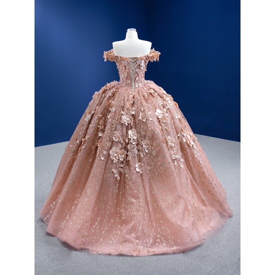 Off Shoulder Mauve Quinceanera Dress 2024 3D Flowers Cocktail Dresses Lace Up Vestidos De Baile