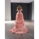 Off Shoulder Peach Color Prom Dresses Black Girls Tiered Evening Party Gowns Sweetheart Neck Mermaid Evening Dresses