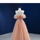 Off Shoulder Peach Evening Dresses A Line Strapless Cutsom Made Evening Gowns