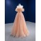 Off Shoulder Peach Evening Dresses A Line Strapless Cutsom Made Evening Gowns