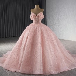 Off Shoulder Pink Quinceanera Dress 2024 Cocktail Dresses Crystal Vestidos De XV Anos