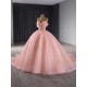 Off Shoulder Pink Quinceanera Dress 2024 Cocktail Dresses Crystal Vestidos De XV Anos