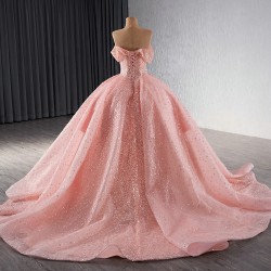 Off Shoulder Pink Quinceanera Dress 2024 Cocktail Dresses Crystal Vestidos De XV Anos