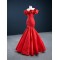 Off Shoulder Red Mermaid Prom Dresses Lace Appliques Formal Party Evening Dress