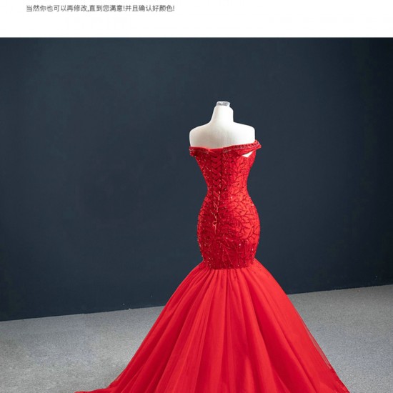 Off Shoulder Red Prom Dresses Lace Appliques Off Shoulder Long Formal Evening Dress Customized