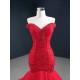 Off Shoulder Red Prom Dresses Lace Appliques Off Shoulder Long Formal Evening Dress Customized