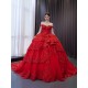 Off Shoulder Red Quinceanera Dress 2024 Corset Lace Appliques Evening Dress Sweetheart Neck Vestidos De Noche