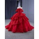 Off Shoulder Red Quinceanera Dresses Tiered Vestidos De 15 Anos Women Sweet 15 Dress Party Cocktail Gown