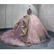 Off Shoulder Rose Gold Quinceanera Dresses Strapless Sequin Lace Up Vestidos De Baile Custom Made