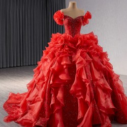 Off Shoulder Ruffled Quinceanera Dress Cocktail Dresses Crystal Vestidos De Baile Sweetheart Neck Party Dress