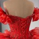 Off Shoulder Ruffled Quinceanera Dress Cocktail Dresses Crystal Vestidos De Baile Sweetheart Neck Party Dress