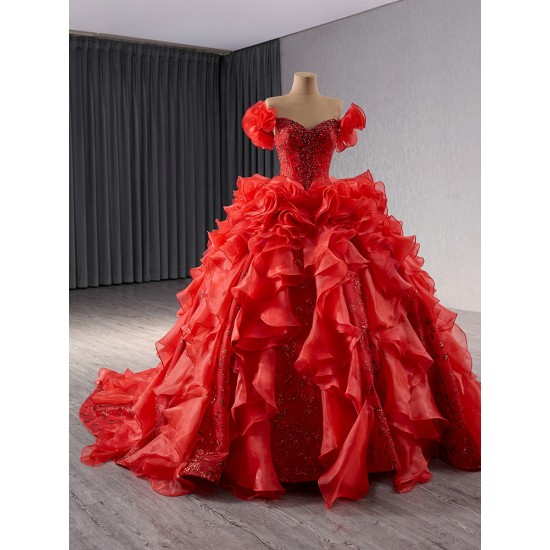 Off Shoulder Ruffled Quinceanera Dress Cocktail Dresses Crystal Vestidos De Baile Sweetheart Neck Party Dress