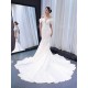 Off Shoulder Satin Wedding Dress for Bride V Neck Backless Pearl Bridal Gowns Vestido de novia 2024