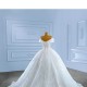 Off Shoulder Wedding Dress Sexy V Neck Sequin Backless Sweep Train Wedding Gown