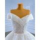 Off Shoulder Wedding Dress Sexy V Neck Sequin Backless Sweep Train Wedding Gown