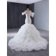 Off Shoulder Wedding Dresses Luxuly Sparkle Crystal Detachable Train Bridal Mermaid Vestidos De Novia