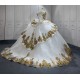 Off Shoulder White Quinceanera Dresses for 15 Anos Ball Gown Sequin Vestidos De 15 Anos