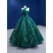 Off The Shoulder Sweet 16 Dress Emerald Green Quinceanera Dresses Ball Gown Corset Closure Vestidos De 15 Anos