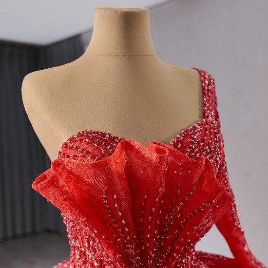 One Shoulder Ball Gown Red Quinceanera Dress Sweetheart Prom Dress Formal Gown Sweet 16 Party Dresses