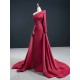 One Shoulder Burgundy Prom Party Dresses For Women Satin Long Formal Special Occasion Evening Dress