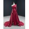 One Shoulder Burgundy Prom Party Dresses For Women Satin Long Formal Special Occasion Evening Dress