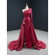 One Shoulder Burgundy Prom Party Dresses For Women Satin Long Formal Special Occasion Evening Dress