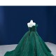 One Shoulder Emerald Green Quinceanera Dresses Ball Gown Floor Length Vestidos De 15 Anos