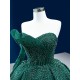 One Shoulder Emerald Green Quinceanera Dresses Ball Gown Floor Length Vestidos De 15 Anos